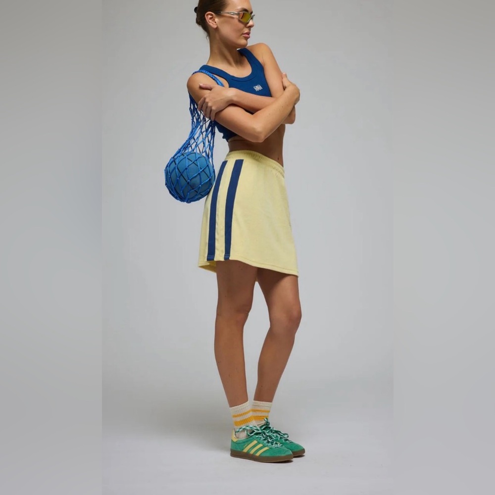 NWT, ARAMINTA JAMES VOYAGE TERRY SKIRT LEMON CREAM SZ L